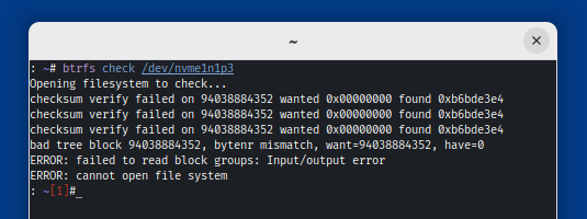 壊れたbtrfs